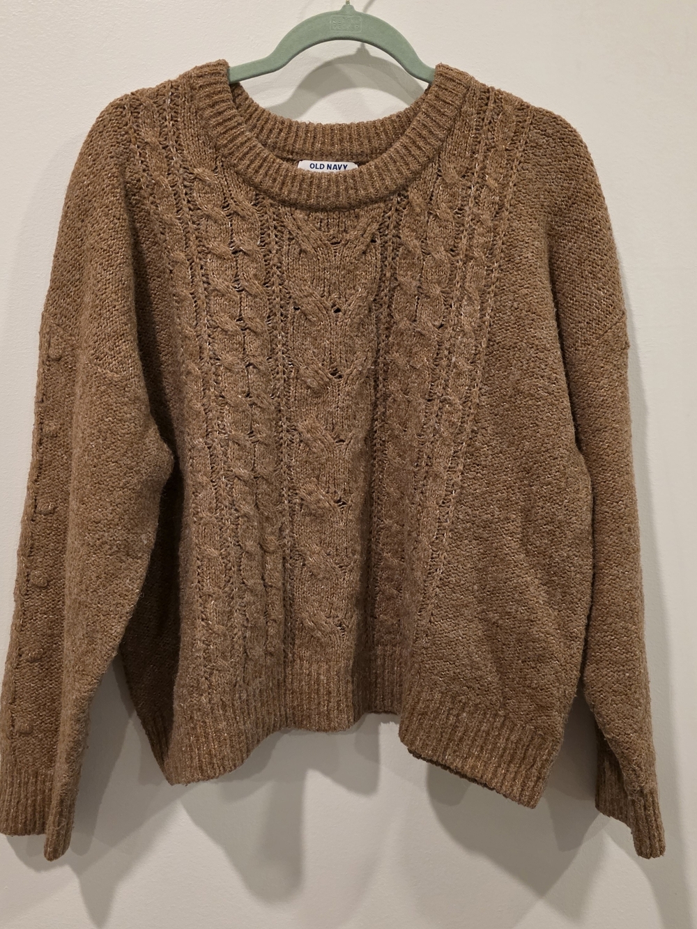 Old Navy Women's Brown Cable Crewneck Sweater - Large